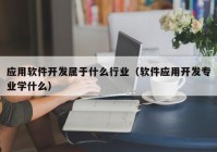 应用软件开发属于什么行业（软件应用开发专业学什么）